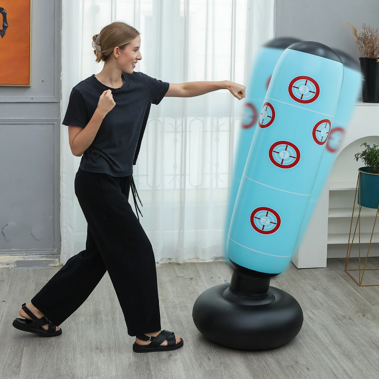Vaso de boxeo inflable de PVC, ficticio para entrenamiento seguro, promueve la flexibilidad de la coordinación para ejercicio al aire libre en el hogar, 1 ud.