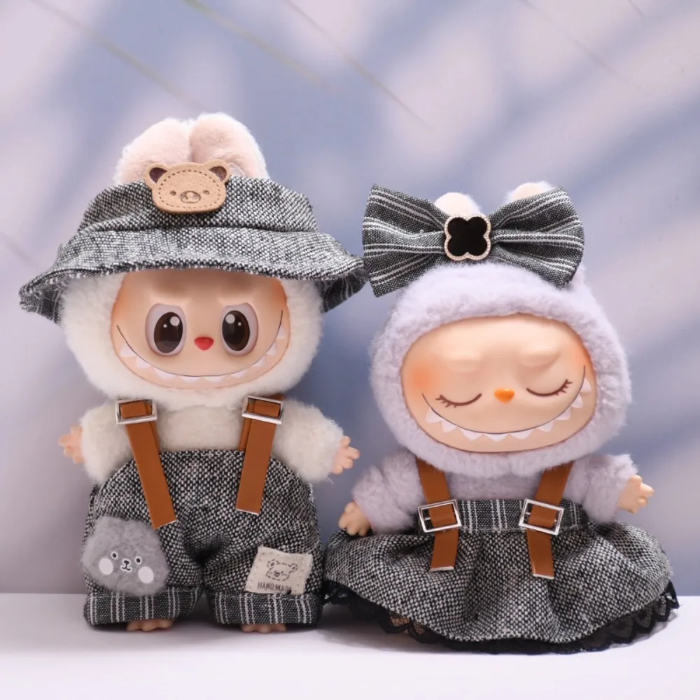 Vêtements de poupée Labubu 15/17cm, salopette V1V2V3, chaussures habillées, accessoires de poupées assis, robe à langer, jouets de maison de jeu