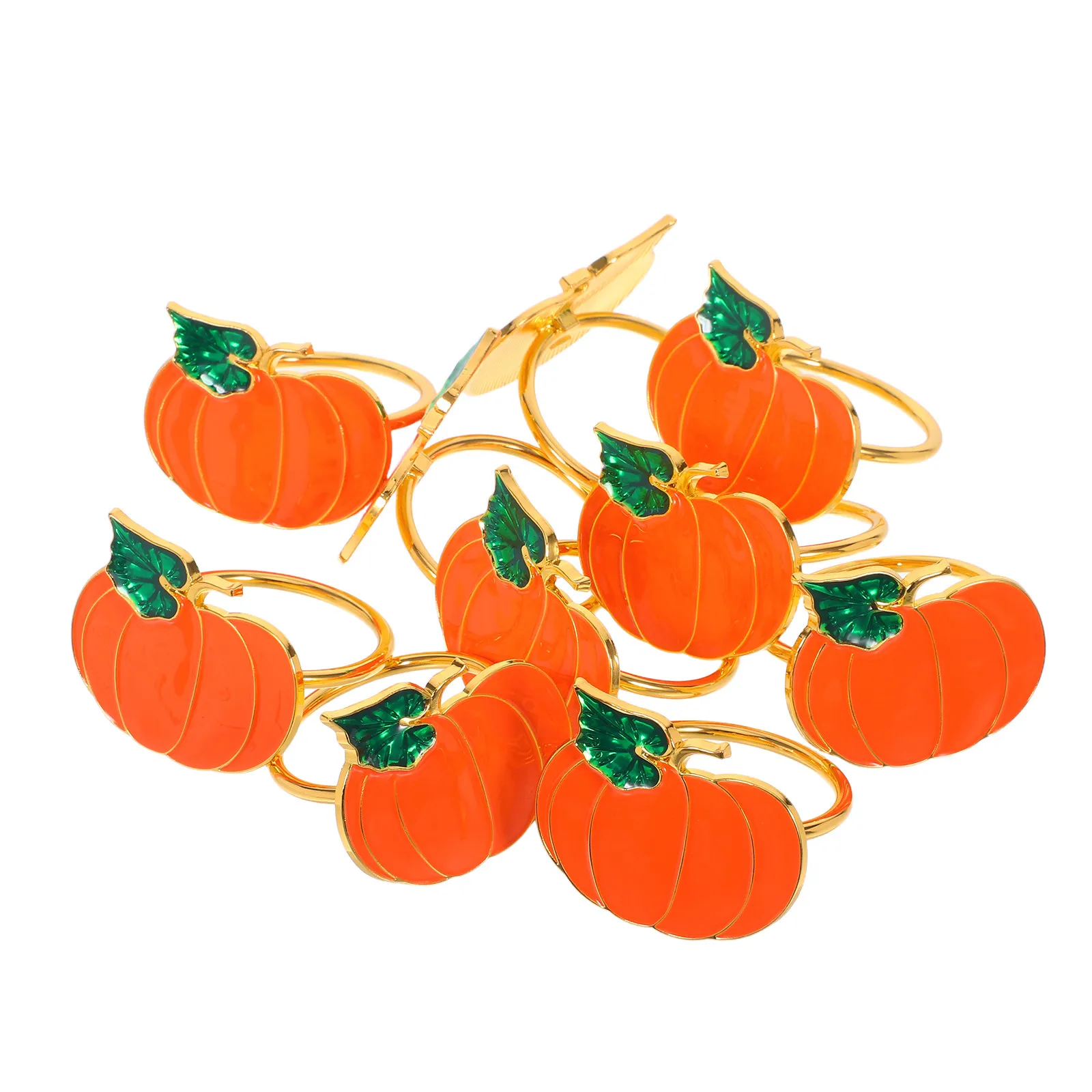 

10Pcs Pumpkin-Shaped Metal Napkin Rings for Halloween Thanksgiving Fall Table Decor Autumn-Themed Dinner Napkin Holders