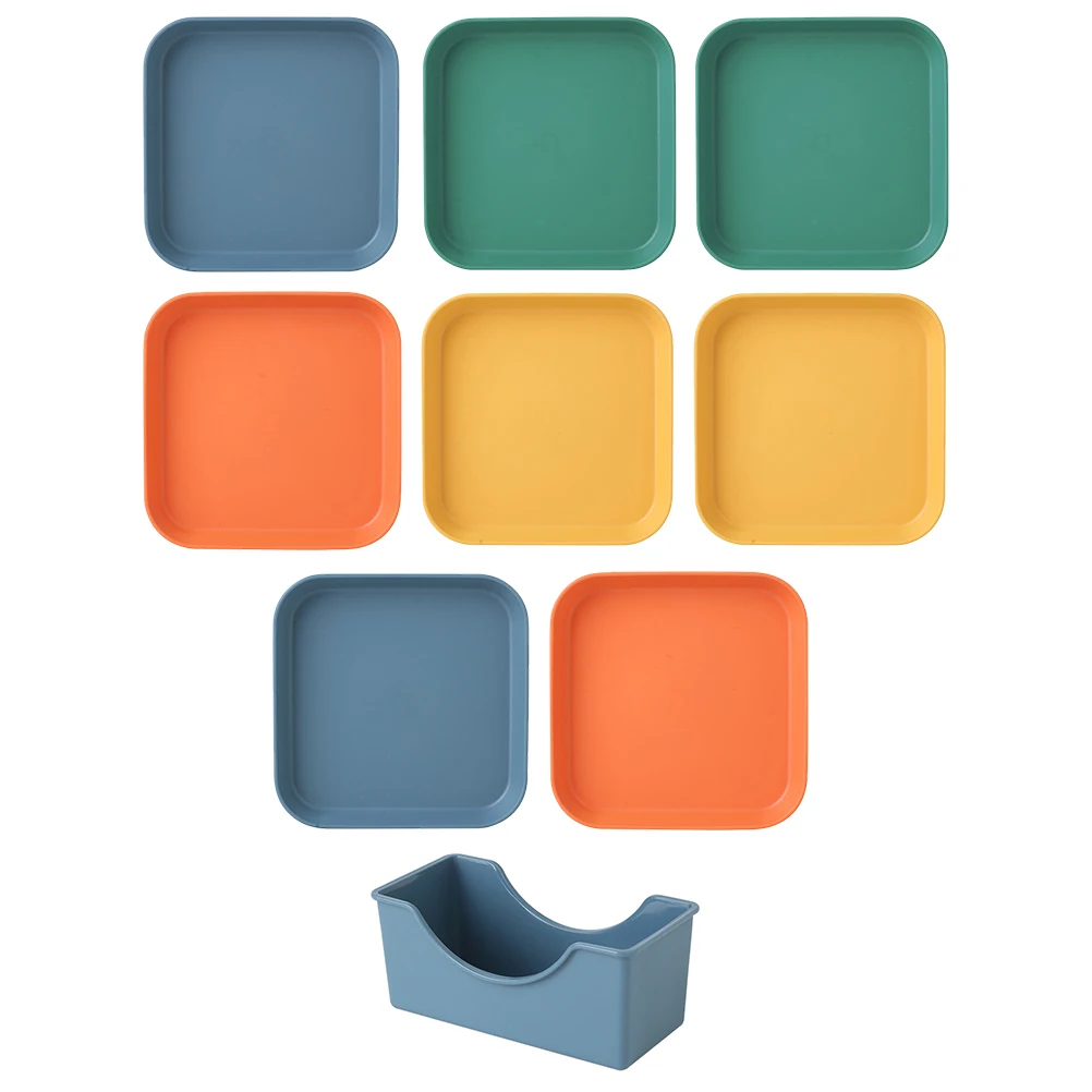 

Plastic Snack Dish Storage Fruit Plate Food Container Dessert Plate Square Disk Kitchen Supplies Table Trash Bone Dish Reusable