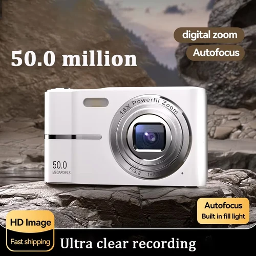 Imagen 2 del producto Cámara Digital 4K, 50MP, 16X, cámara para estudiantes, cámara de vídeo Digital antivibración para exteriores, grabadora de vídeo Flash, cámara de vídeo pequeña