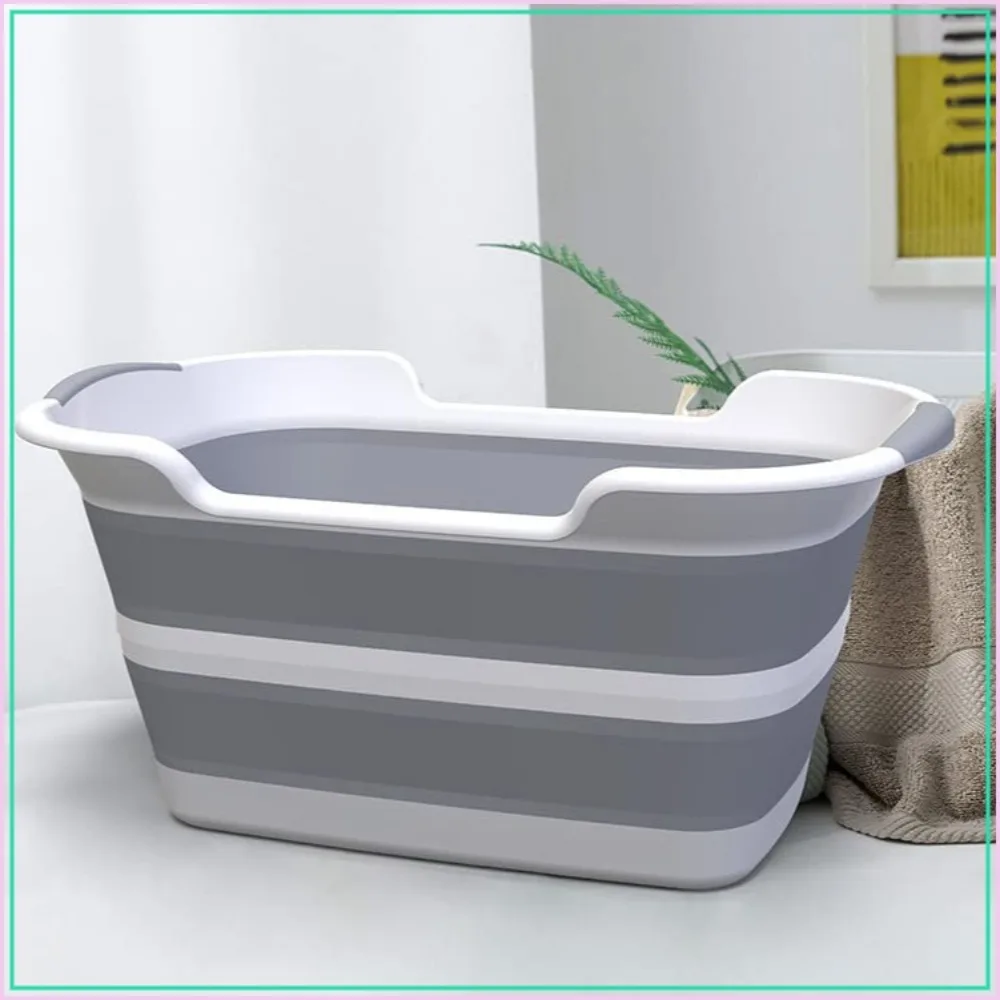 

Collapsible Pet Bathtub, Foldable for Small Dogs Cats, Portable with Drain Plug, BPA Free, Grey