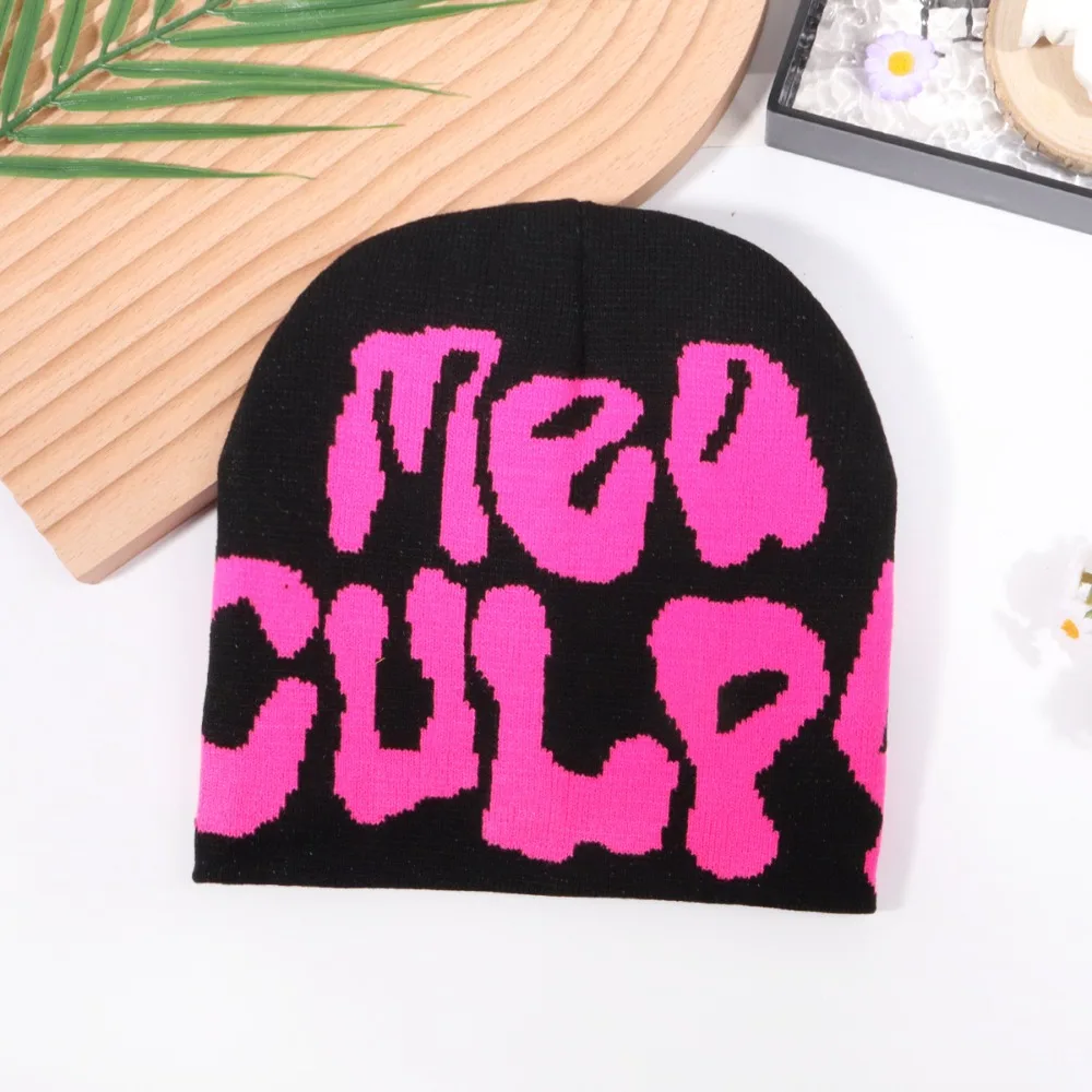 

2025 Winter Beanie Fashion Letter Jacquard Y2K Knitted Hat Unisex Warm Women Beanies Hip Hop Skiing Cap Men Cycling Outdoor