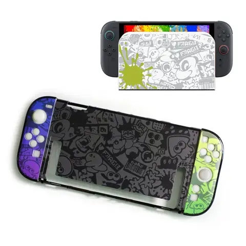 Hard Case TV Dock Charger Protective Crystal Shell For Nintendo Switch 2/NS Oled Game Console Joy-con Controller Cover Protector