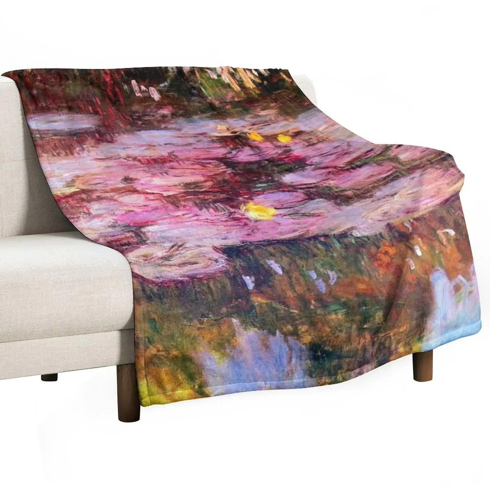 Claude Monet 'Le Bassin aux nymph??as' Les Nymph??as Roses Throw Blanket Furry for sofa Blankets