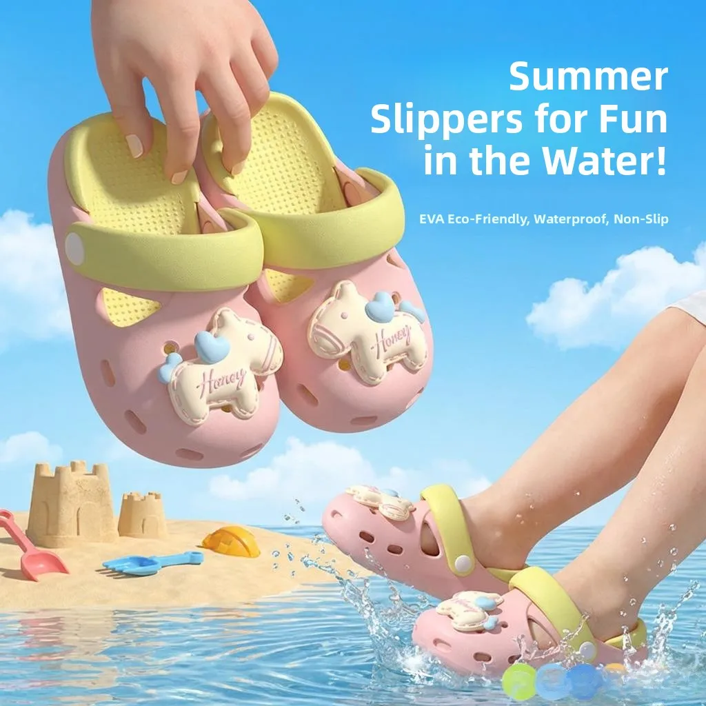 

Children's Indoor Outdoor Soft Bottom Anti-Slip Headed Clogs Boys Girls Slippers Comfortable Breathable Summer Sandals