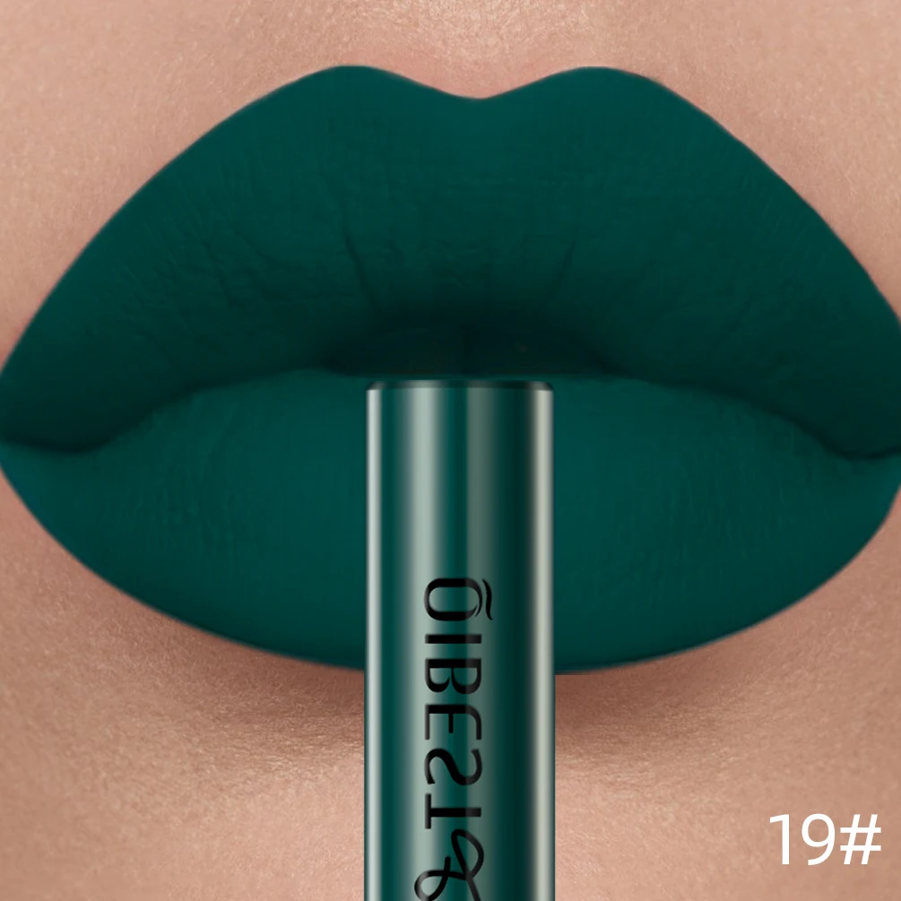 QIBEST Mattflüssiger Lippenstift, wasserdicht, langlebig, samtiger Lipgloss, Tönungsröhre, matt, nacktes Pigment, roter Lipgloss, Lippen-Make-up
