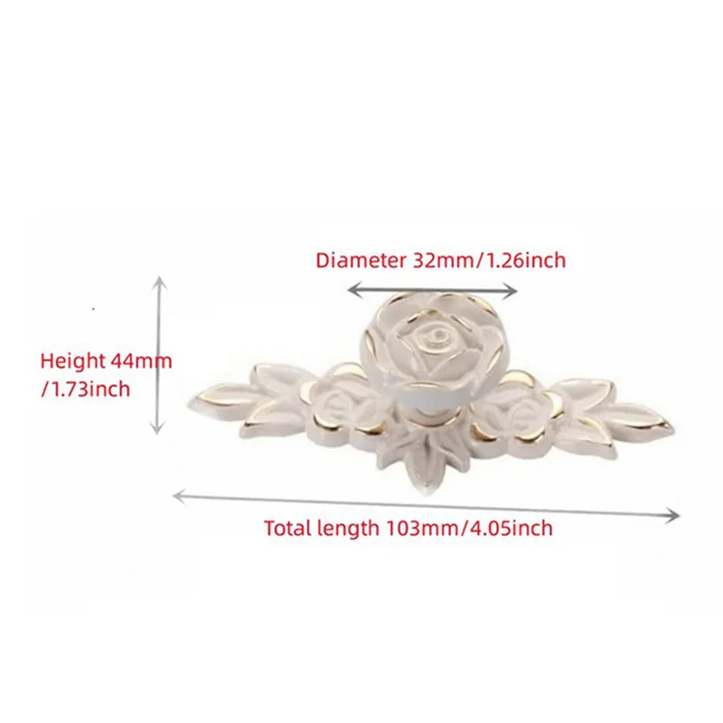 الترويج! 8 قطع مقابض خزانة الورود اليورو مع لوحة خلفية، مقابض سحب درج الزهور لخزانة منضدة الزينة