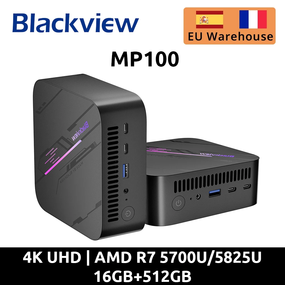 Blackview MP100 NEW Mini PC AMD R7 5700U/5825U  Windows 11 8-Core 16-thread 16GB DDR4 512GB/1TB SSD WiFi 6 Mini Computer PC