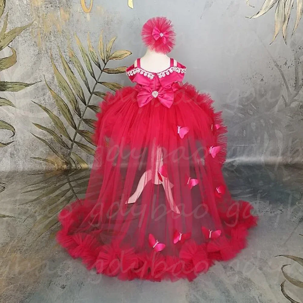 Vestidos Tutu das meninas com colher flor para as mulheres, uma linha, vestidos de festa de casamento, comprimento do joelho, imagem real, bebê encantador