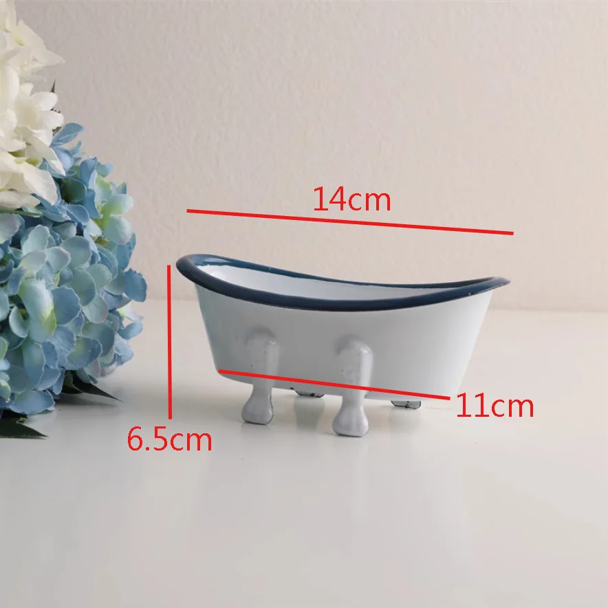 Decorative Mini White Enamel Bathtub Soap Dish with Drainage Holes