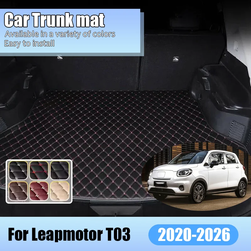 Kofferraummatte für Leapmotor T03 2023 2020~2026, Laderaum-Auskleidung, Teppich, Lederpolster, schmutzabweisend, wasserdicht, Zubehör.