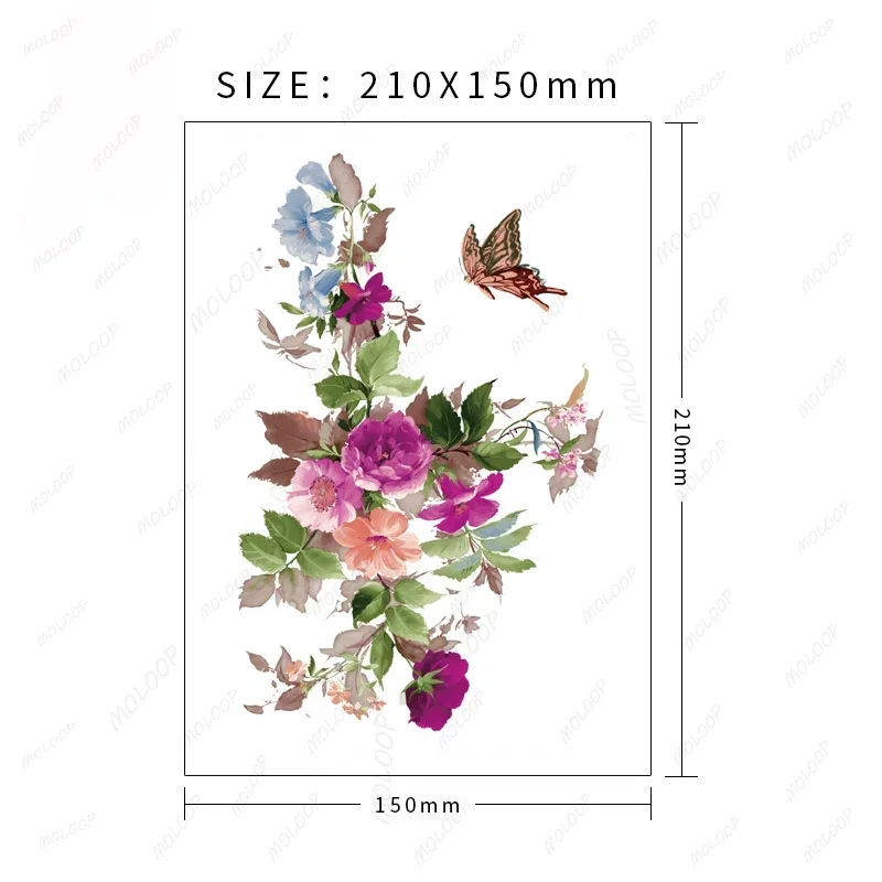 Tattoo Sticker Peony Colorful Flower Chinese Style Butterfly Body Makeup for Men Women Waterproof Temporary Fake Tatto