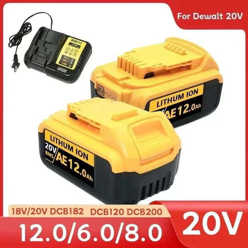 

12000mAh Original DCB200 20V Lithium Replacement Battery For Dewalt 18V DCB184 DCB200 DCB182 DCB180 DCB181 DCB182 DCB201 DCB206