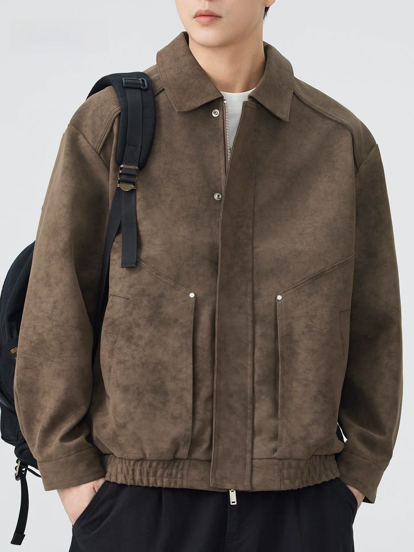 COKO الرجال خمر Sle فضفاضة تناسب ملابس العمل Jaet مع طوق بولي Leather الجلود السائق معطف دافئ الخريف الشتاء Faion ملابس خارجية #1