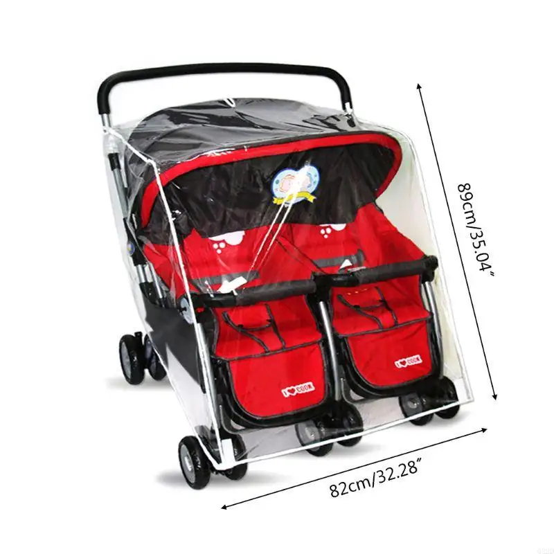 Q22d baby kinderwagen regenjas voor tweelingen baby pushchs regen deksel heldere kinderwagen regenjas windstoffen schild