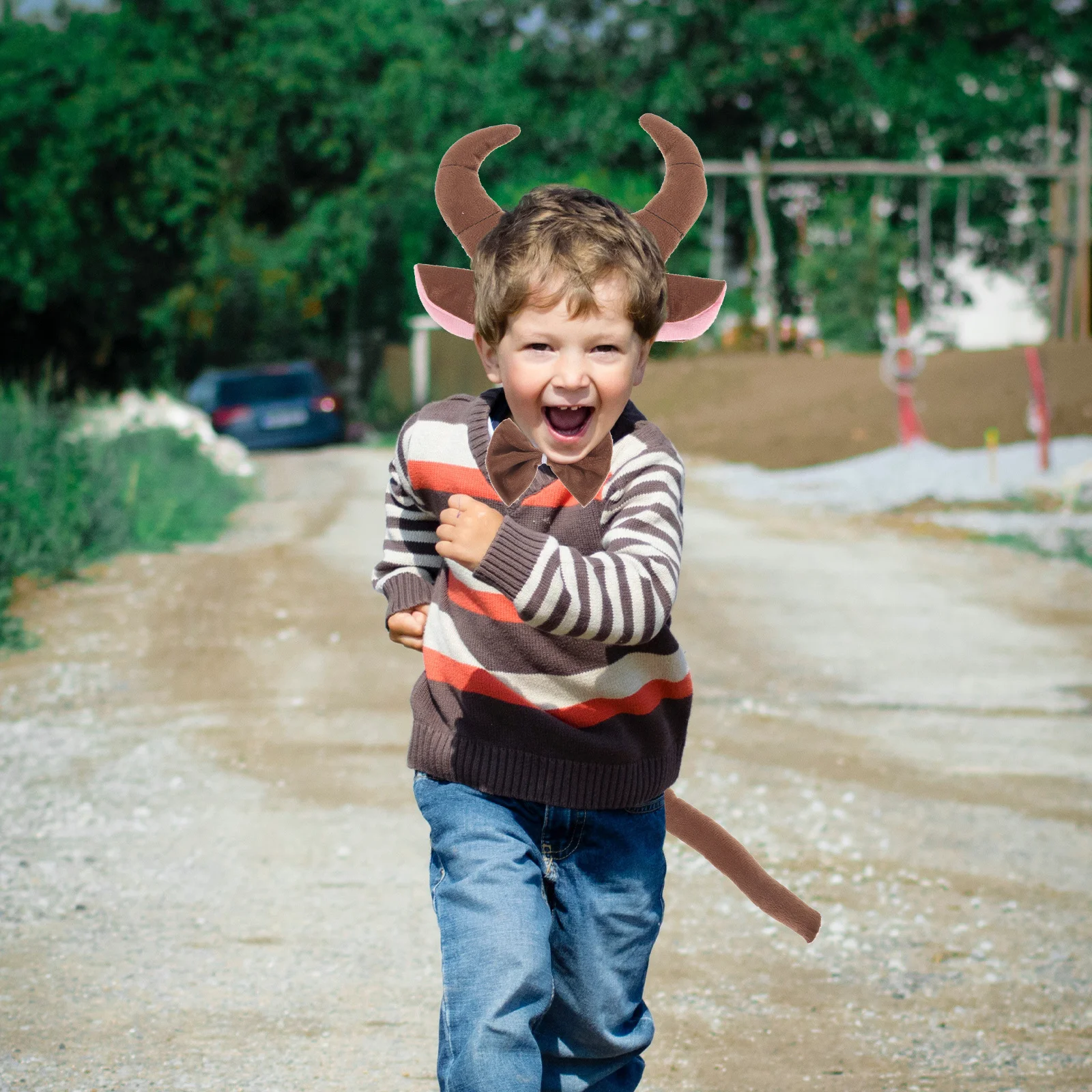 3Pcs Kids Cow Costume Set Headband Bow Tie Tail for Themed Parties Cosplay Halloween Kids Performance Costume Cosplay Suit