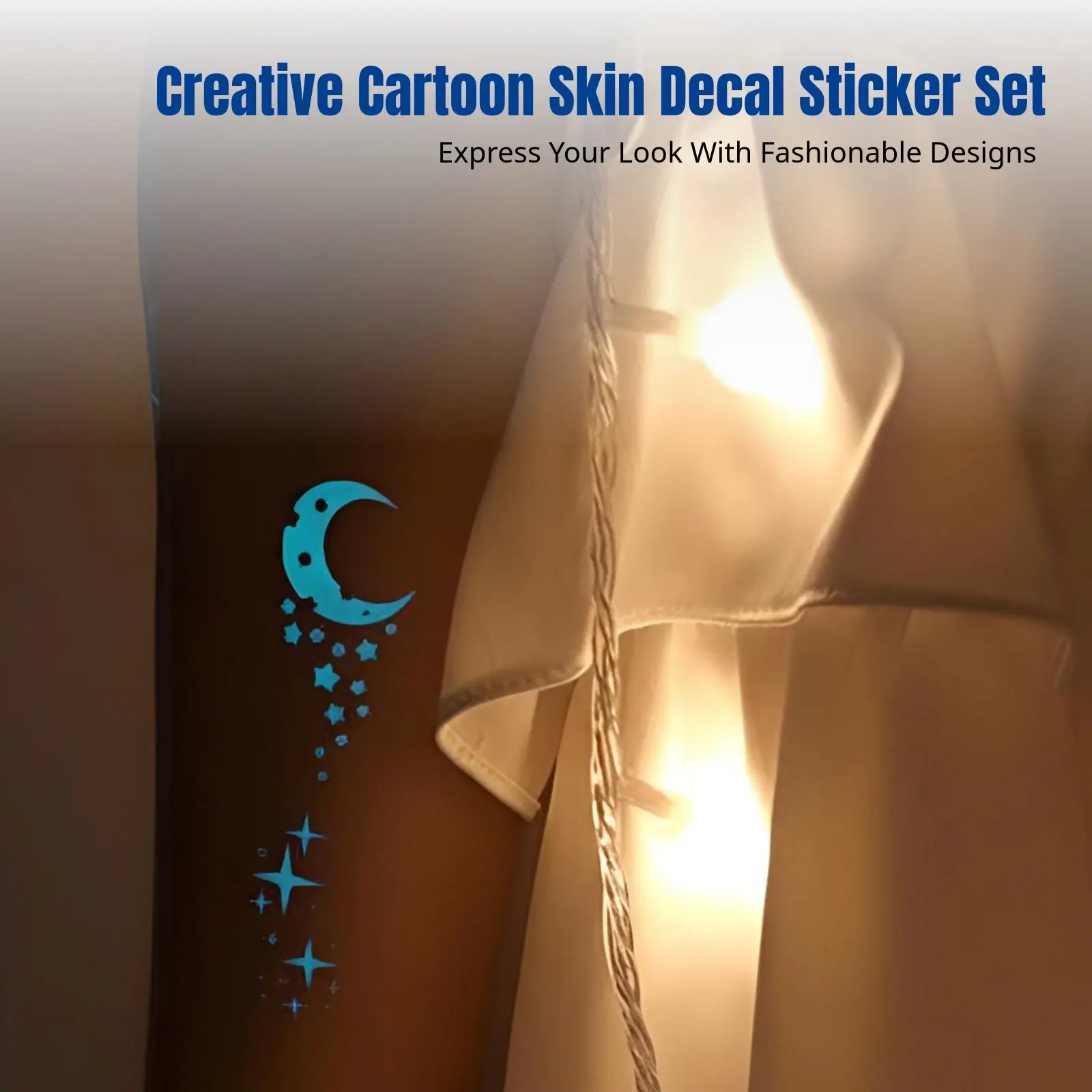 

Наклейка-тату с мультяшным мотивом мотылька, светящаяся в темноте, временный дизайн татуировки, наклейка для лица и конечностей, цвет алебастровый синий