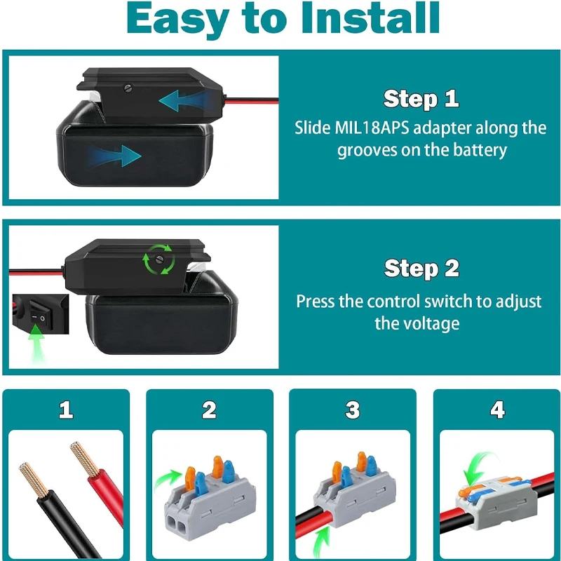 Step Down Converter for Makita Battery DC 18V to 12V Power Wheel Adapter DIY Cigarette Lighter Car Regulator Power Tools