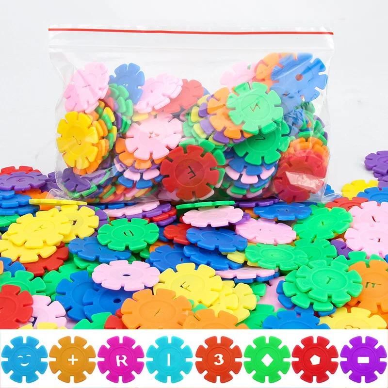 

60~200pcs Interlocking Snowflake Building Blocks for Creative Play Colorful Parent-child Children Early Education Toys Gifts TMZ