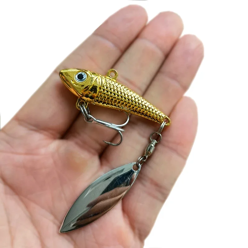 New Arrival 1PCS 17g/21g Metal VIB Fishing Lure Spinner Sinking Rotating Spoon Pin Crankbait Sequins Baits Fishing Tackle