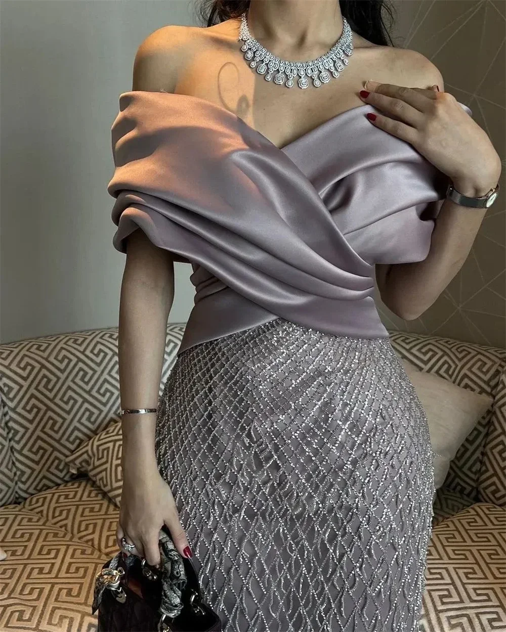 Customized Yipeisha Elegant Off Shoulder Dubai Evening Dresses For Women Exquisite Glitter Wedding Luxury Tassel Arabic Formal P