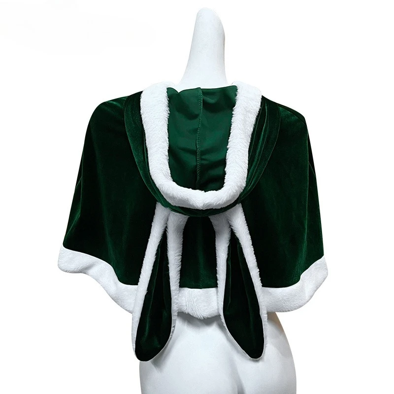 Kostium Świąteczny Damski Kobieta Święty Mikołaj Cosplay Zimowy Króliczek Peleryna Płaszcz Stroje Impreza Bożonarodzeniowa