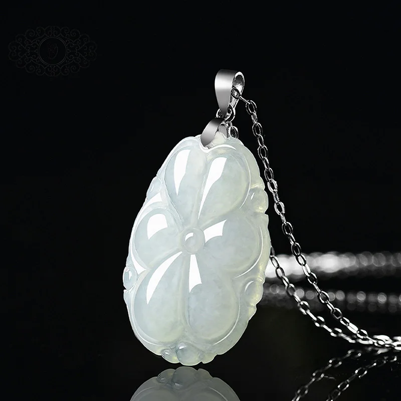 

Delicate Lotus Leaf Pendant, Carved From a Piece Of Natural Serene Translucent Green Jadeite