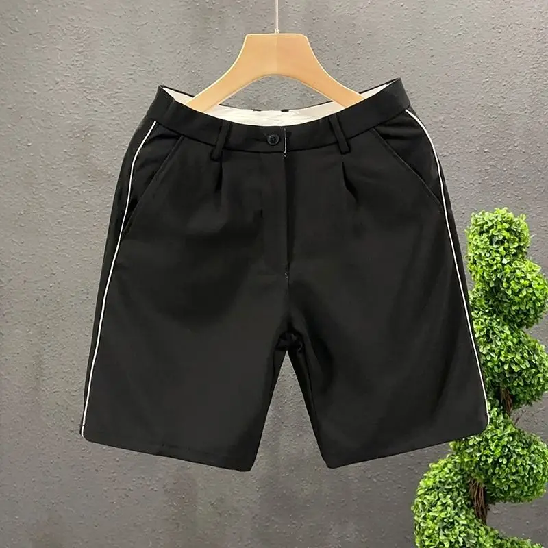 Men's Clothing Summer Lightweight High-End Business Shorts White Slim Fit Straight Leg Casual Short Pants Elegant Stylish