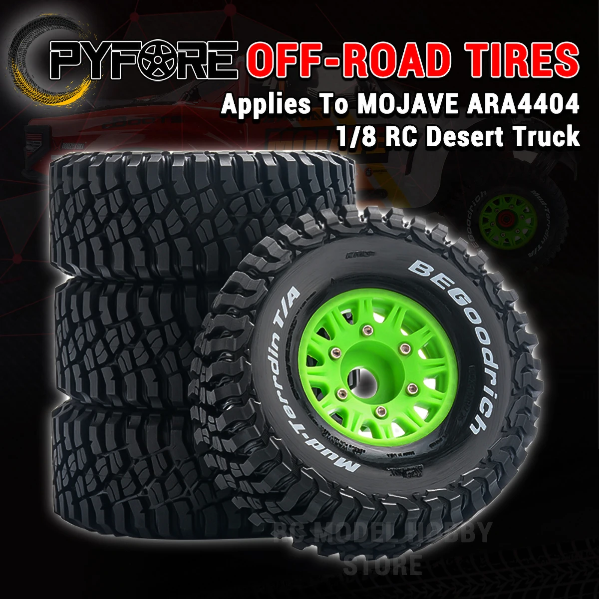

PYFORE внедорожные шины 124X48 мм адаптер 17 мм 4 шт. для ARRMA 1/8 MOJAVE ARA4404 RC модель автомобиля аксессуары для пустыни