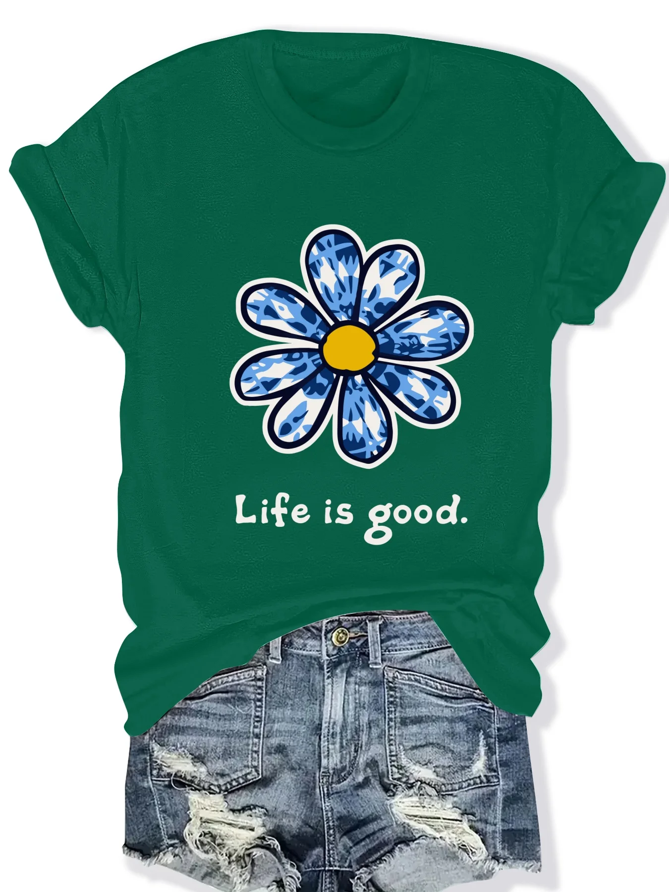 

Fashionable Floral Pattern Print round Neck Short Sleeve Top for Women Stylish Casual Women's T-Shirt