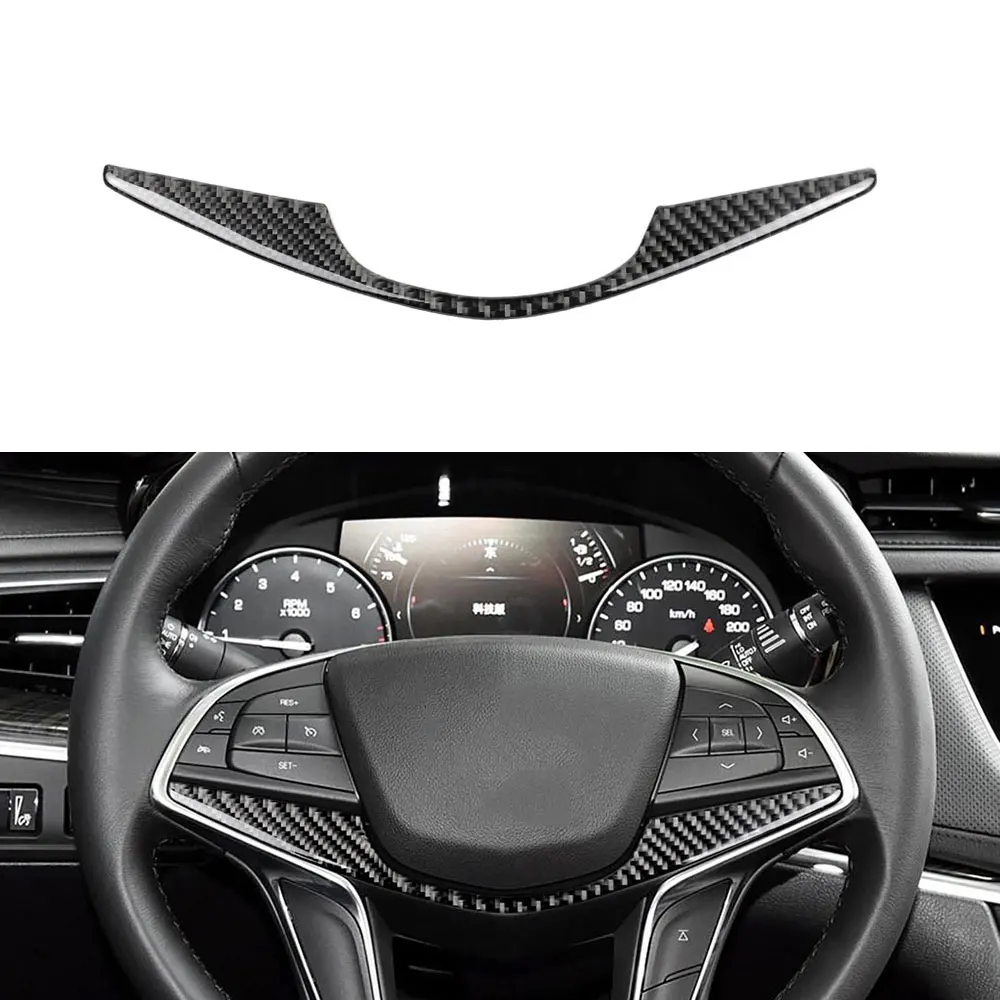 

Carbon fiber Material Steering Wheel Decoration Sticker Auto Car Accessories For Cadillac XT5 XT6 2016 2017 2018 2019