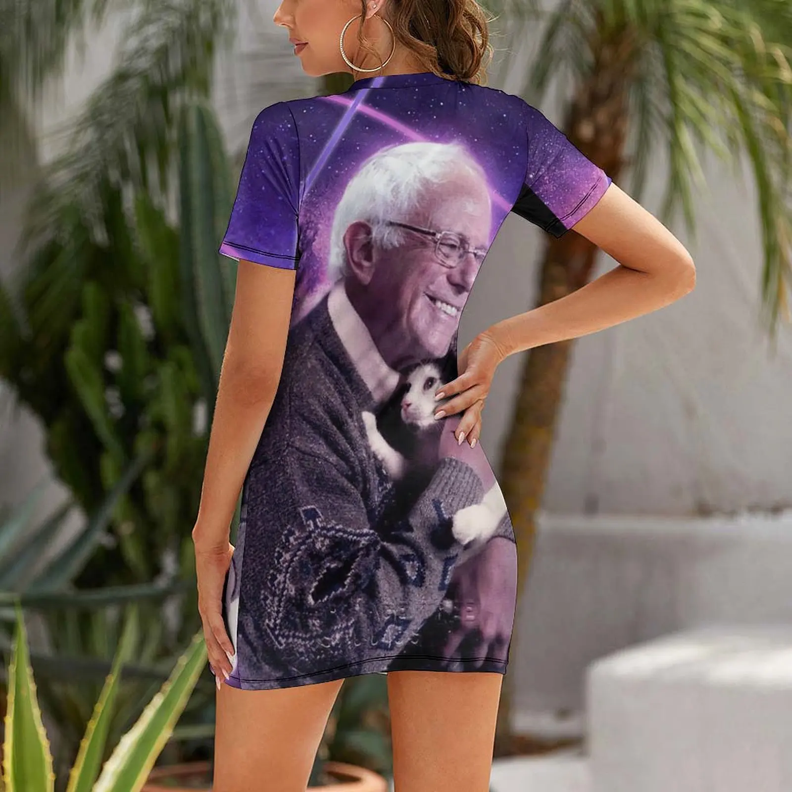 Bernie Sanders Halftone Cat in Space Short Sleeved Dress summer clothes dress for women 2025 elegant dress