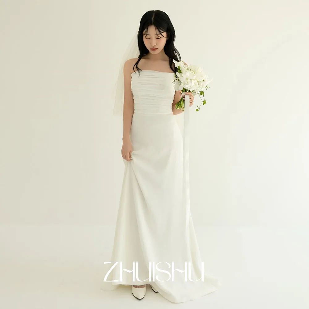 

ZHUISHU простые корейские свадебные платья фотосессия элегантные свадебные платья без бретелек вечерние вечерние по индивидуальному заказу