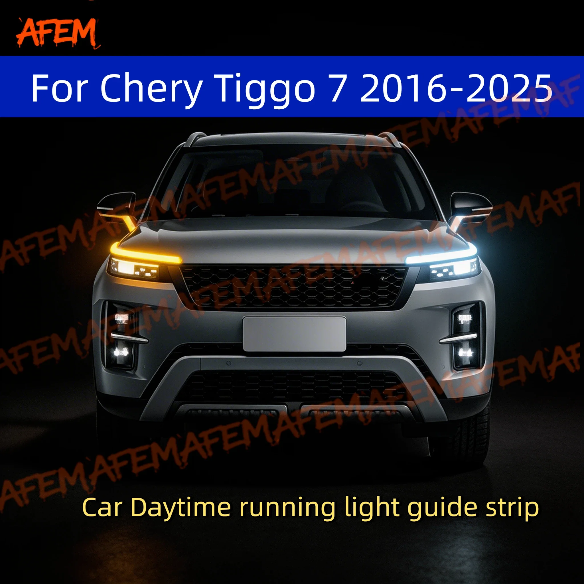 2pcs Car DRL Daytime Running Light Start Scan Style Sequential Flowing Turn Signal Light Ultra-Thin For Chery Tiggo 7 2016-2025