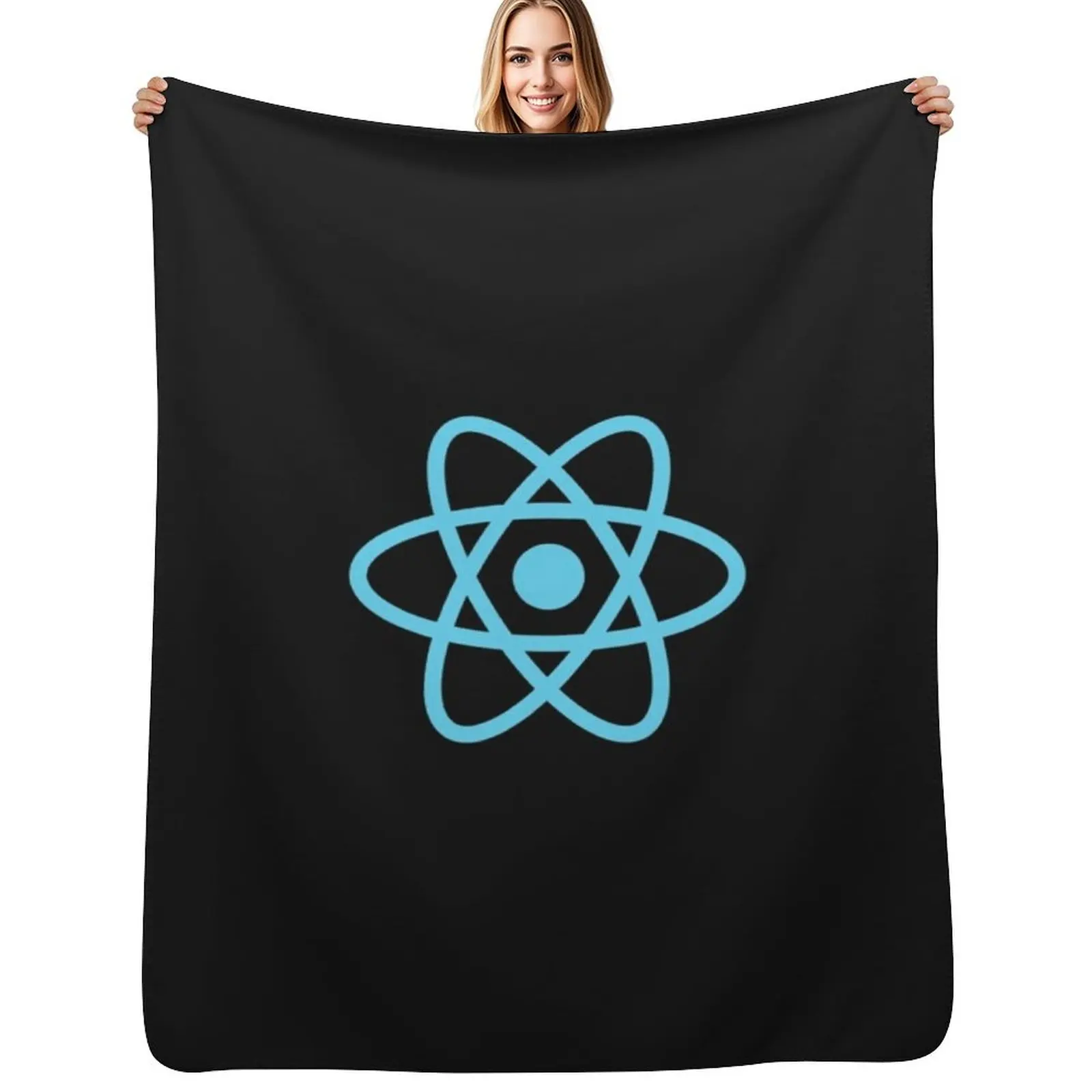 ReactJS React.js الشعار الرسمي جافا سكريبت الإطار تي شيرت أساسي تي شيرت رمي بطانية نزهة المرجحة بطانيات أريكة عملاقة
