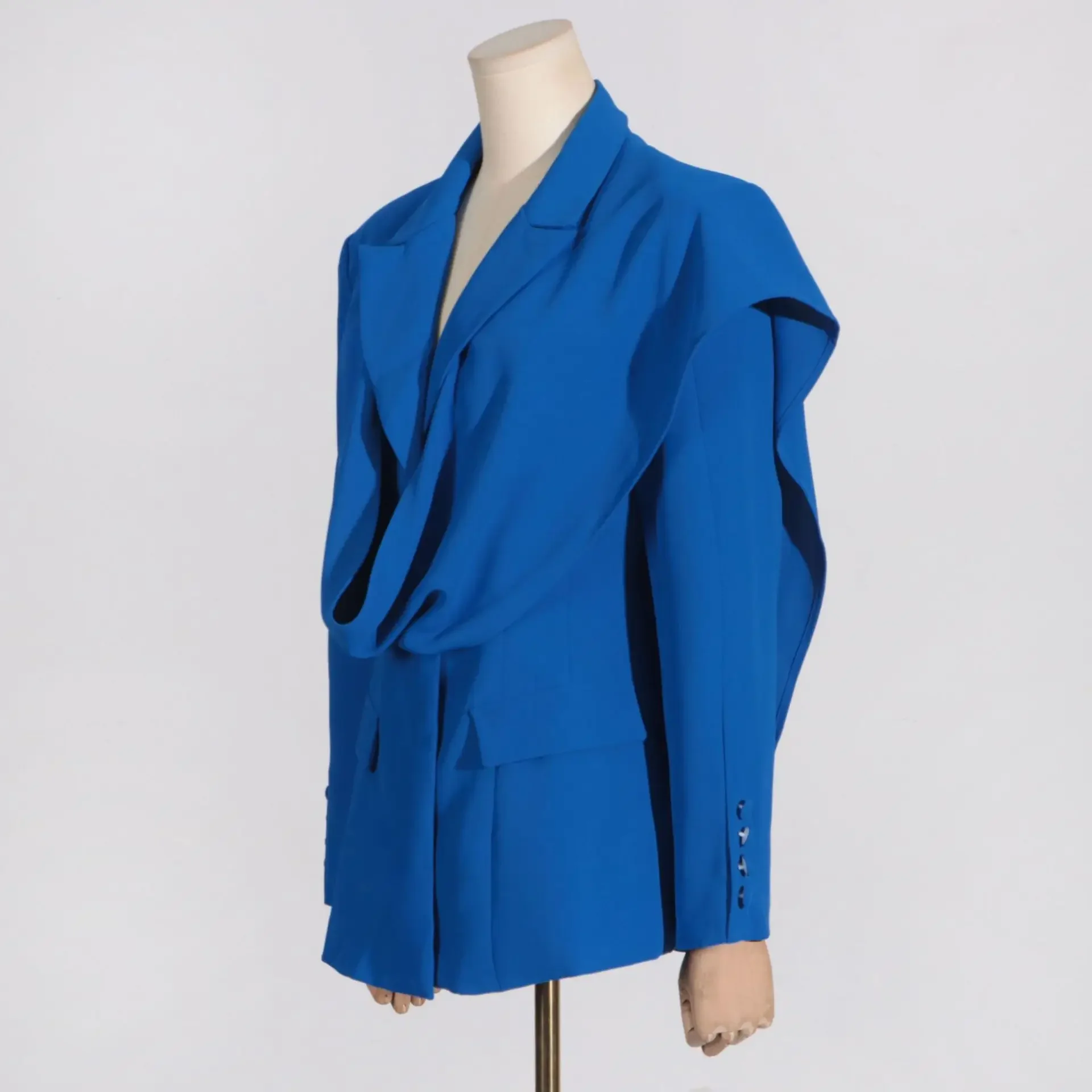 Veste imbibée pour femme, coupe couvertes formelle, vêtements haut de gamme, petit design bleu, mode, nouveau, automne, 2024