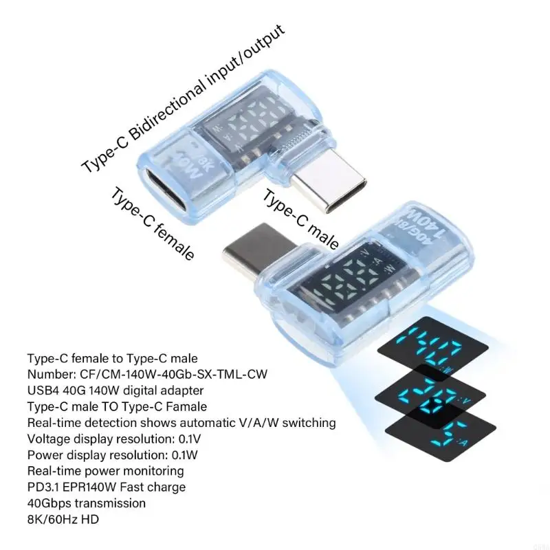 Q5WA المحمولة النوع C محول الشحن السريع مع بيانات عالية السرعة ودعم الفيديو 8K