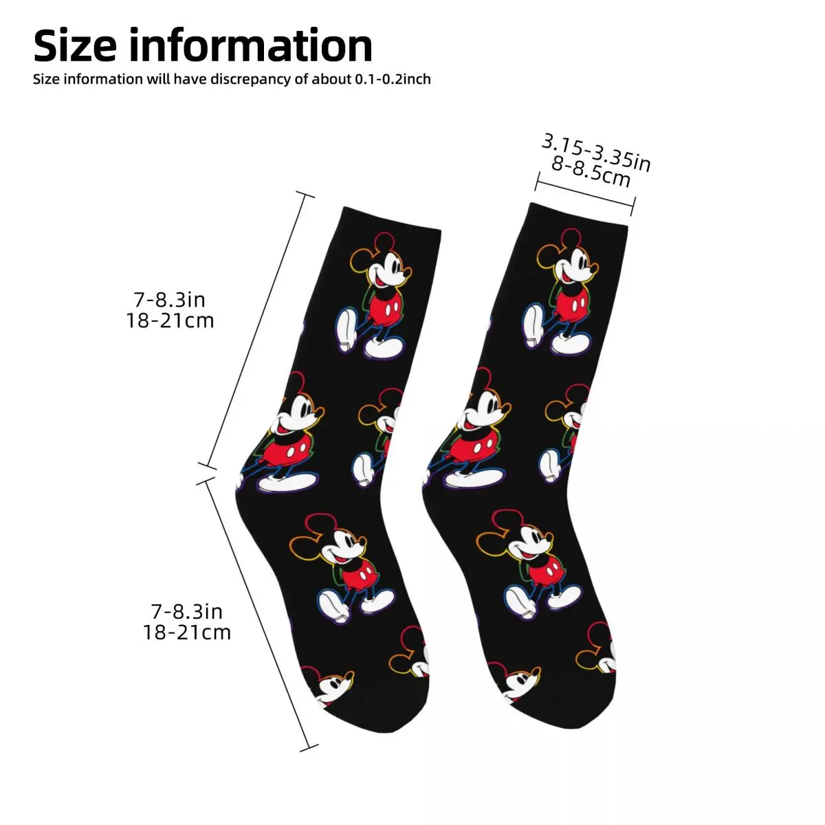 Girls Lovely Socks Mickey Rainbow Outline Accessories Super Soft Sock Suit For Spring Autumn Winter