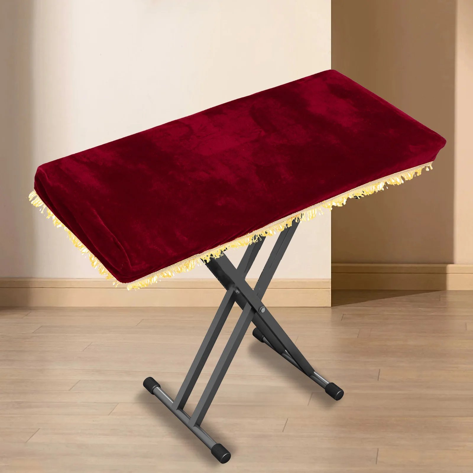 

1pc 61 Key Electronic Piano Cover Cloth Dust-Proof Stain Resistant For Keyboard Wine Red Adjustable Cord Piano Cover Material