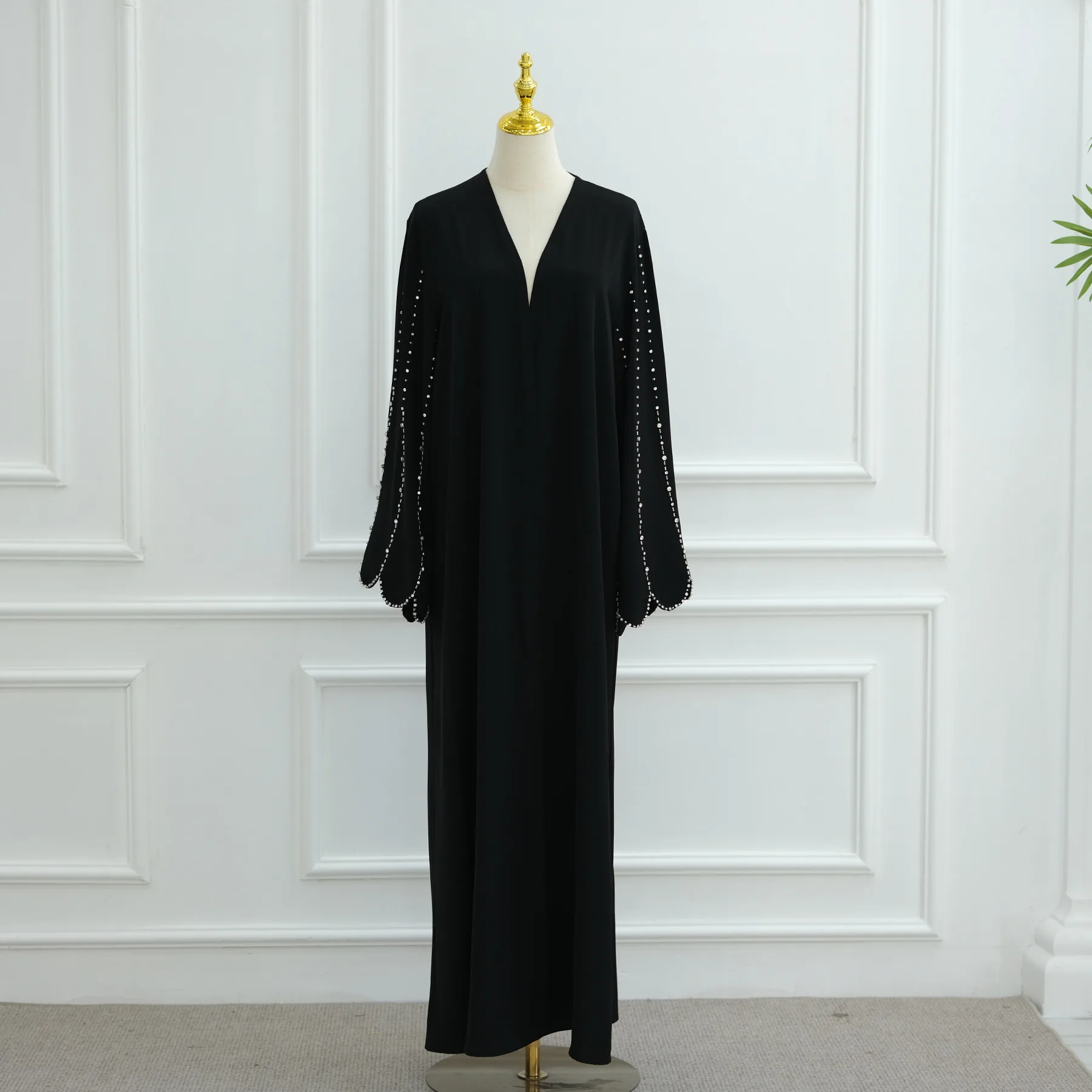 

Eid Mubarak Diamonds Open Kimono Abaya Women Muslim Maxi Dress Turkey Kaftan Caftan Femme Musulmane Jalabiya Robe Islam Clothing