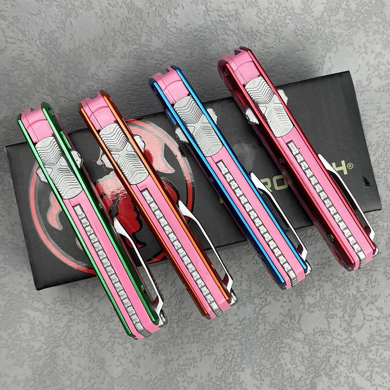 

Mini Micro OTF Tech Knives Sharp D2 Blade Цинковая алюминиевая ручка Инструменты для кемпинга EDC Открытый охотничий тактический нож