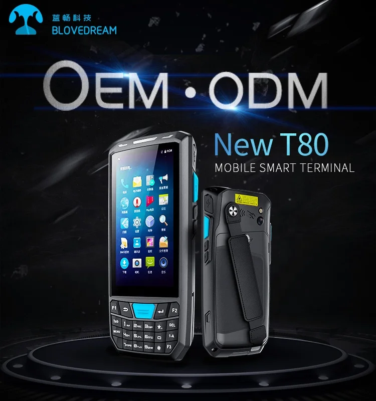 LECOM T80สมาร์ทเทอร์มินัลมือถือ PDA Rfid/Barcode-S/ทนทาน Android PDA สำหรับคลังสินค้า