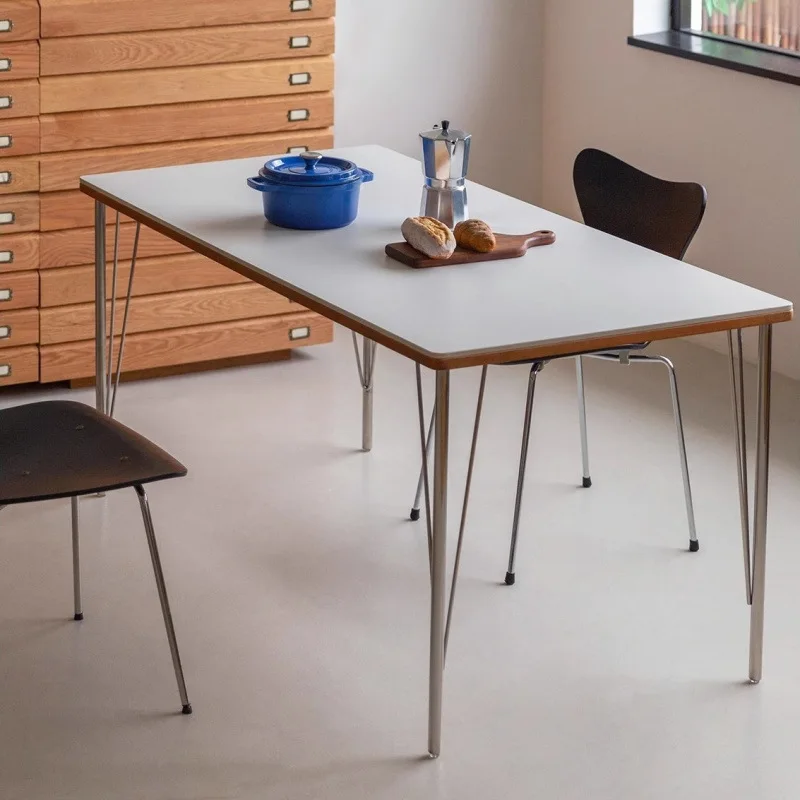 

Slate dining table household small apartment Bauhaus dining table all solid wood dining table and chairs