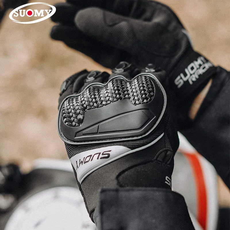 Suomy-guantes transpirables para montar en motocicleta para hombre, equipo de protección anticaída con pantalla táctil, ideal para primavera y verano