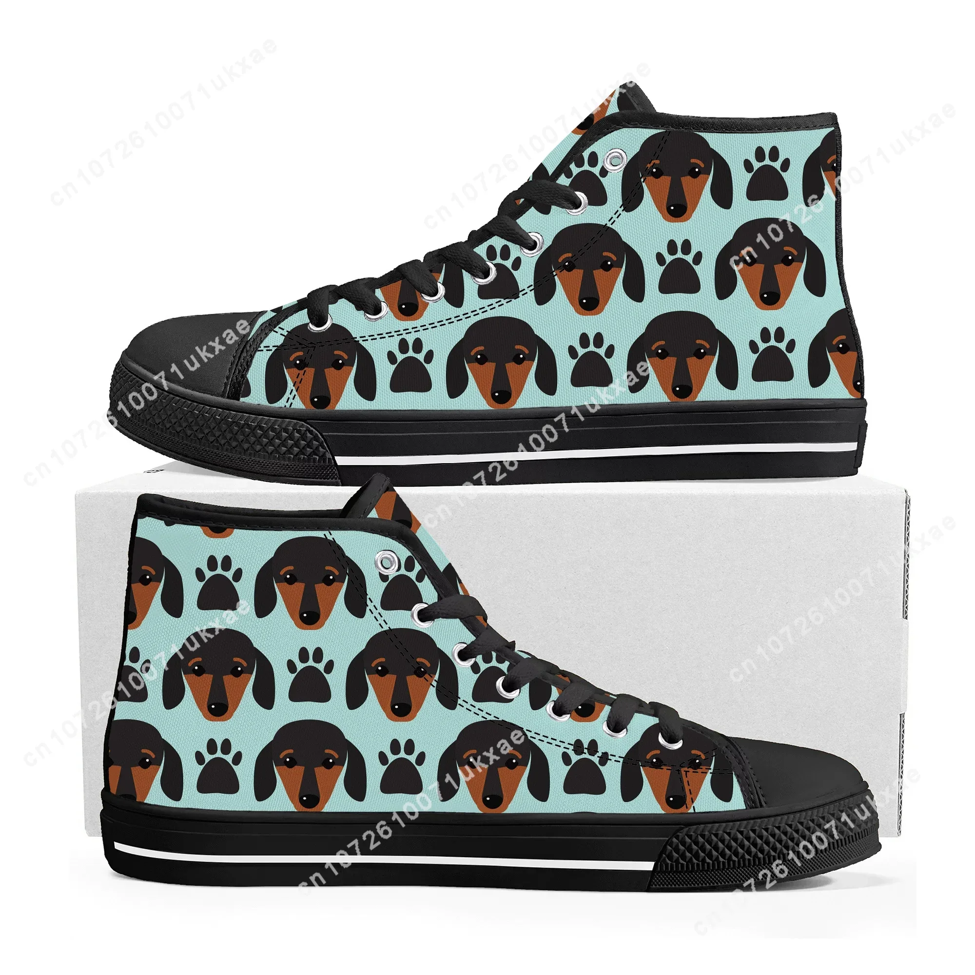 Zapatillas altas con estampado de Dachshund para hombre y mujer, zapatos informales de lona de alta calidad para mascotas y perros, calzado personalizado para parejas