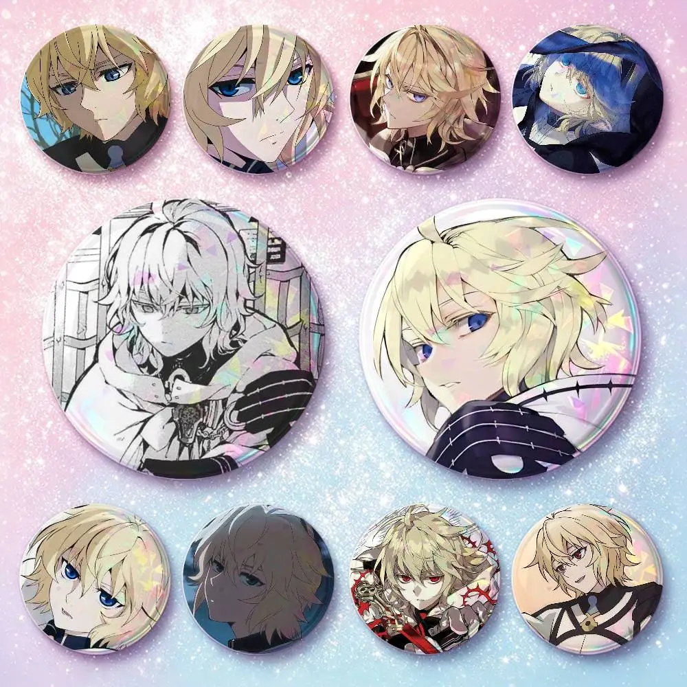 Mikaela Hyakuya Anime Figure Badges 25 32 44 58 75 Mm Round Cosplay Pin Bag Decor Fans Collect Friends Gifts Brooch Souvenir