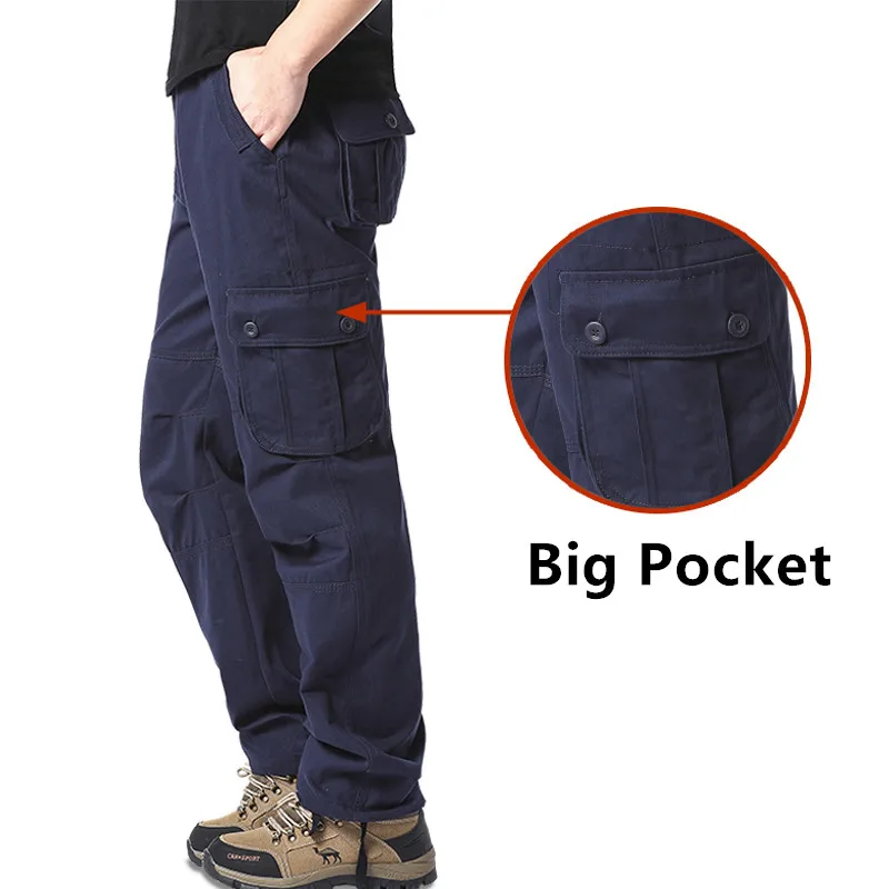 Primavera e autunno nuovi pantaloni Cargo Multi-tasca abiti da lavoro larghi pantaloni sportivi da allenamento da corsa da uomo in cotone di grandi