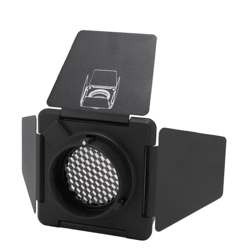 باب الحظيرة مع شبكة قرص العسل 4 مرشحات جل ملونة 4 أوراق Barndoor لـ Mini Bowens Mount Video Light عاكس قياسي #3