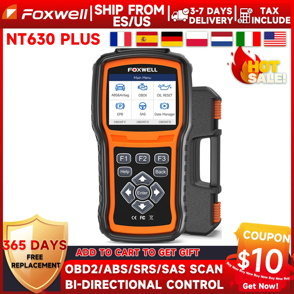 

Foxwell NT630 Plus Code Reader OBD2 Automotive Scanner Engine ABS Airbag SAS Calibration Crash Data ODB Auto Car Diagnostic Tool